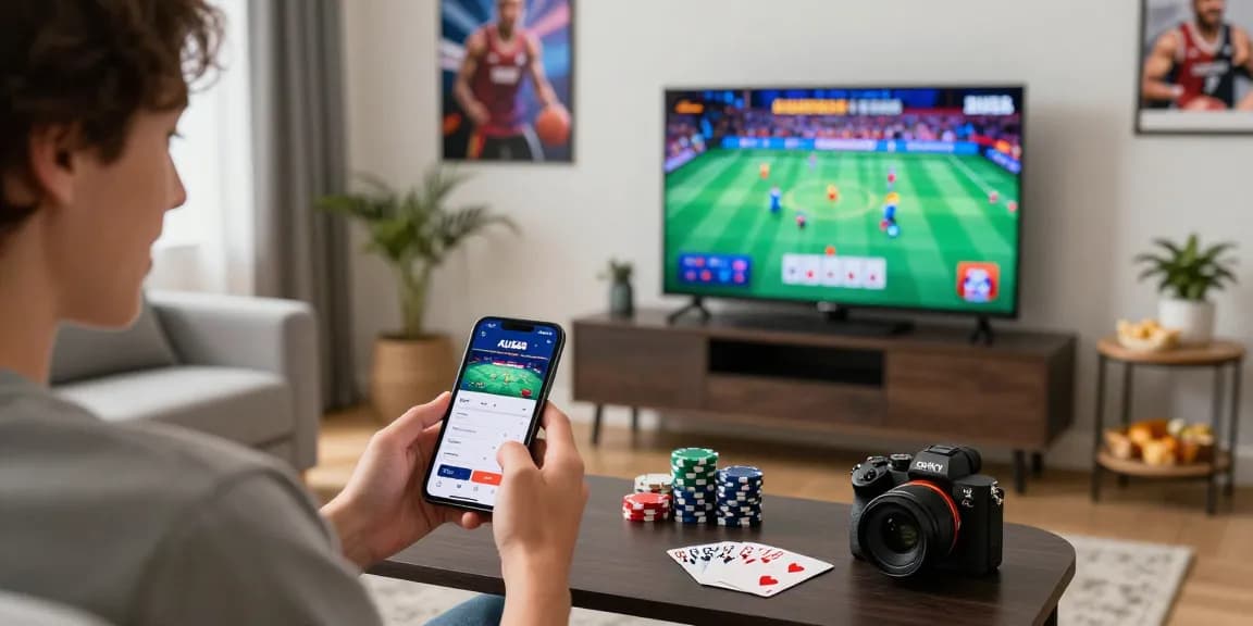 Engaging user experiences while tải au88 on smartphone in a modern living room.