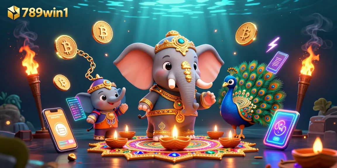Engage with 789win1's vibrant casino world showcasing crypto-themed animated characters and colorful elements.