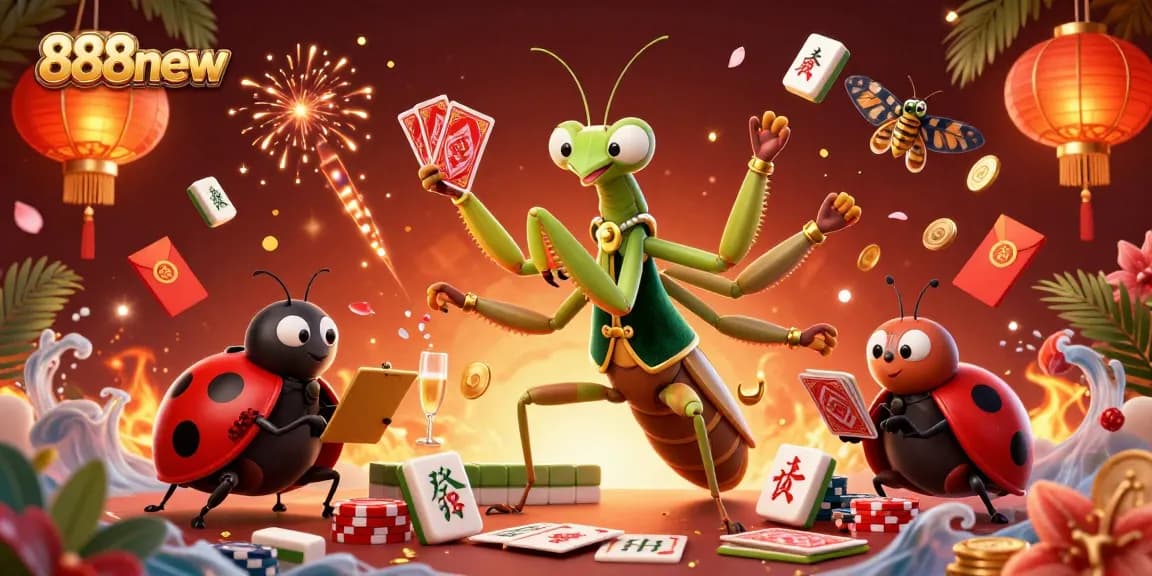 Experience thrilling gaming at 888new with vibrant casino elements and dynamic characters.