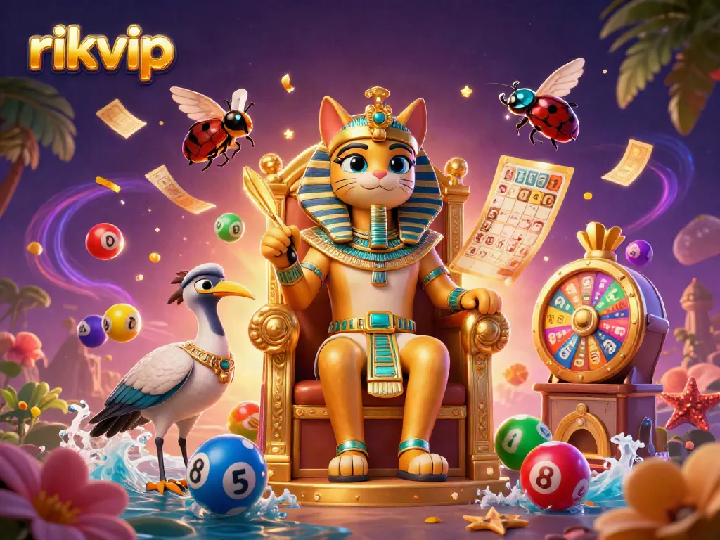 Engage in exciting gameplay with rikvip at this vibrant 3D casino illustration showcasing dynamic elements.
