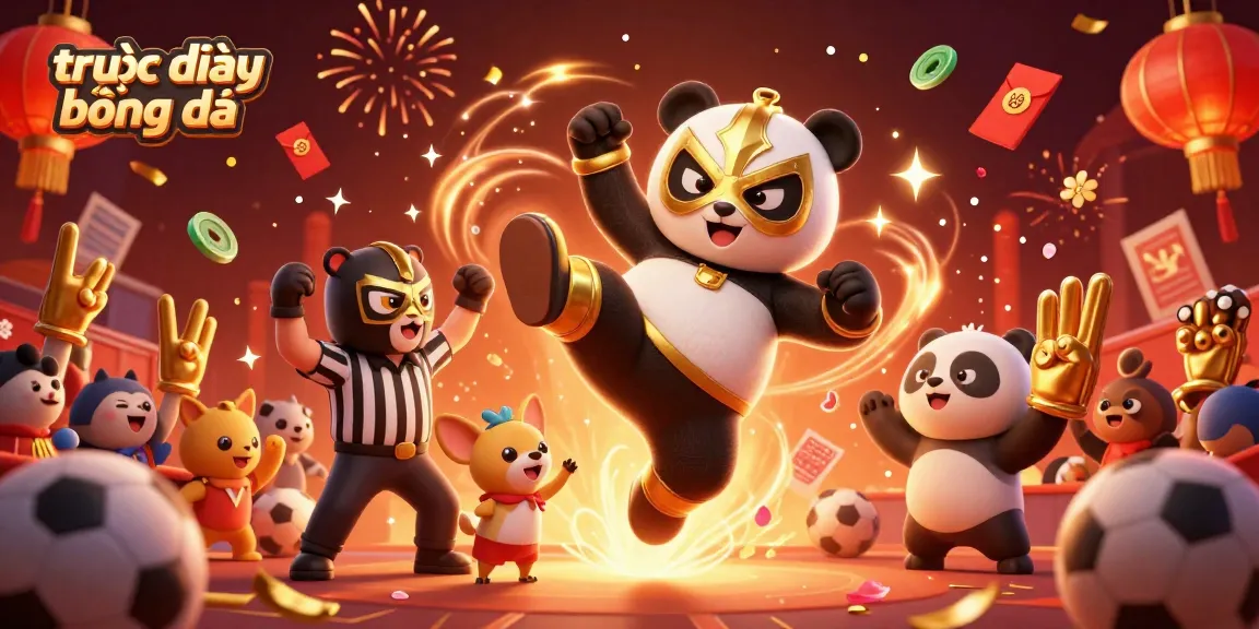 Experience trực tiếp bóng đá with thrilling sports elements in a vibrant 3D illustration.