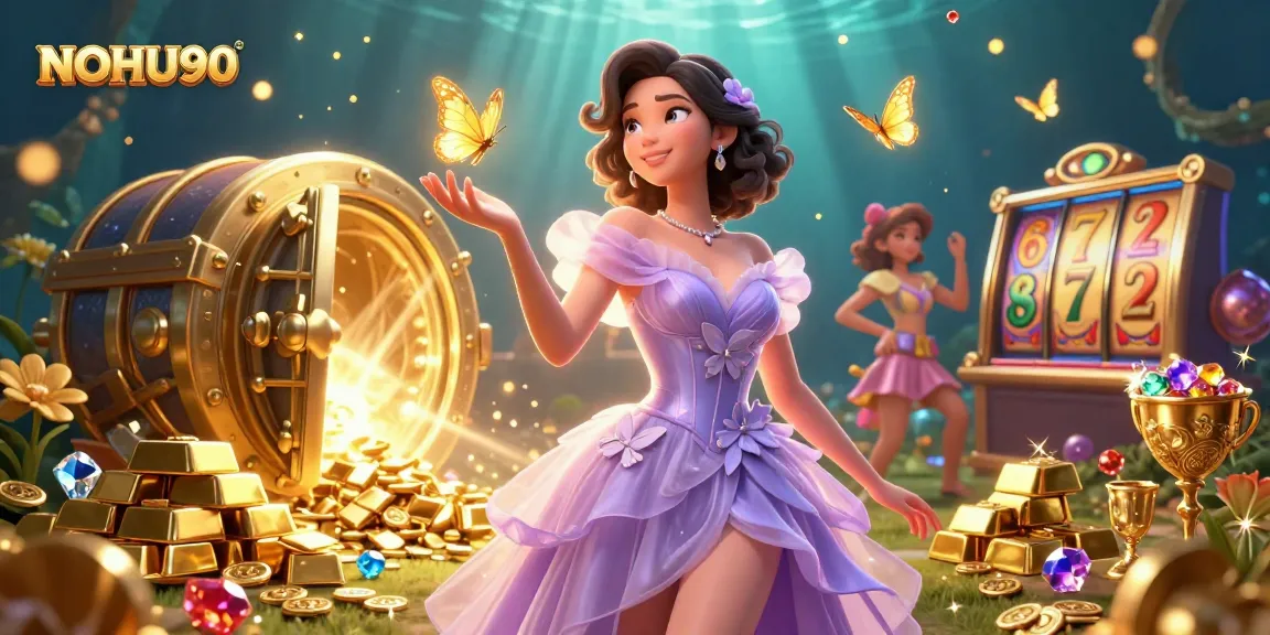 Experience the thrilling jackpots of NOHU90 with luxurious casino elements illuminating the scene.