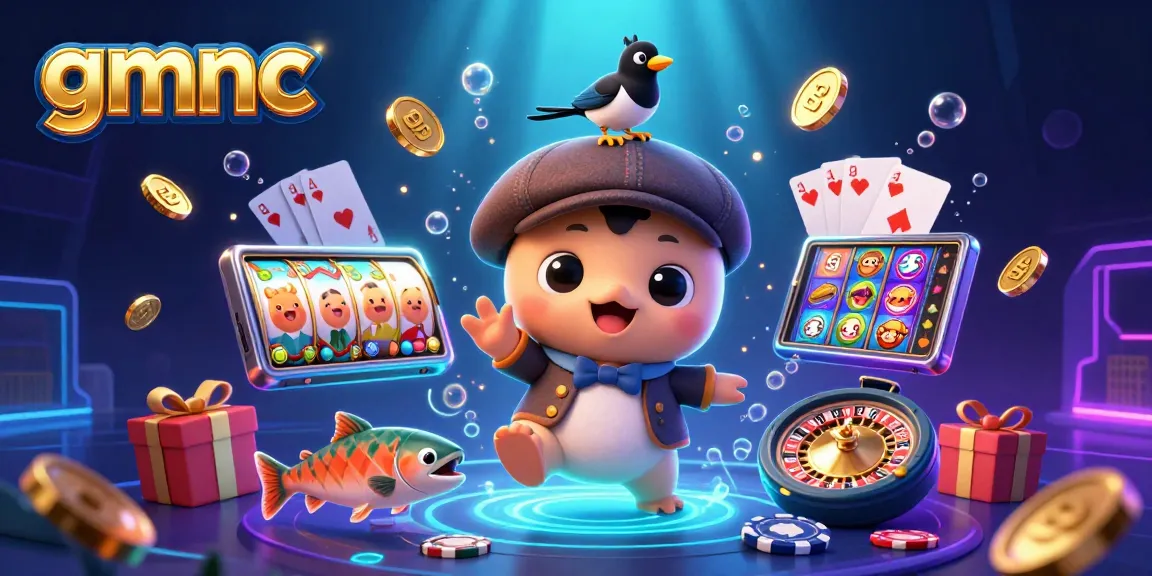 Engage with gmnc's animated 3D scene featuring a playful baby Nessie and casino elements galore.
