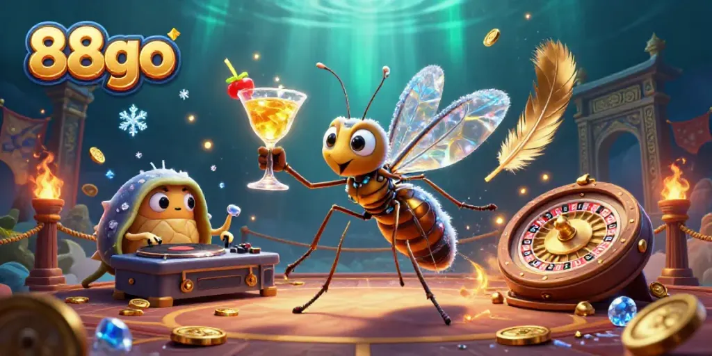 Experience thrilling gameplay with 88go casino, featuring an engaging 3D illustration with unique characters and vibrant effects.