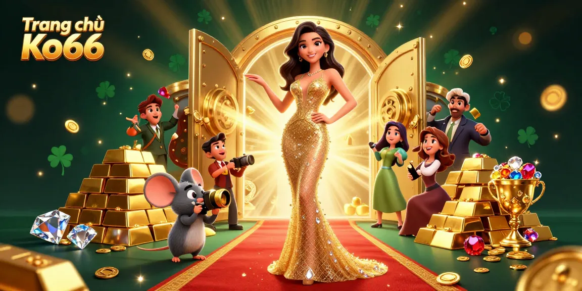 Experience the excitement of winning at Trang chủ Ko66 with vibrant casino elements and glamorous characters.