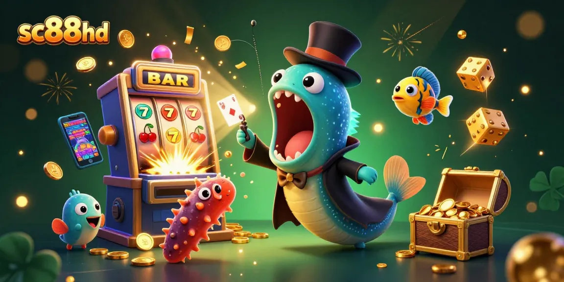 Enhance your gaming experience with sc88hd's dynamic casino action featuring colorful slot machines and unique sea characters.