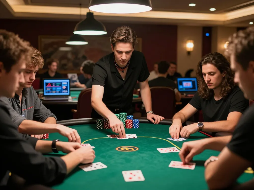 Players engaged in a high-stakes poker game at vip66, showcasing strategy and excitement.