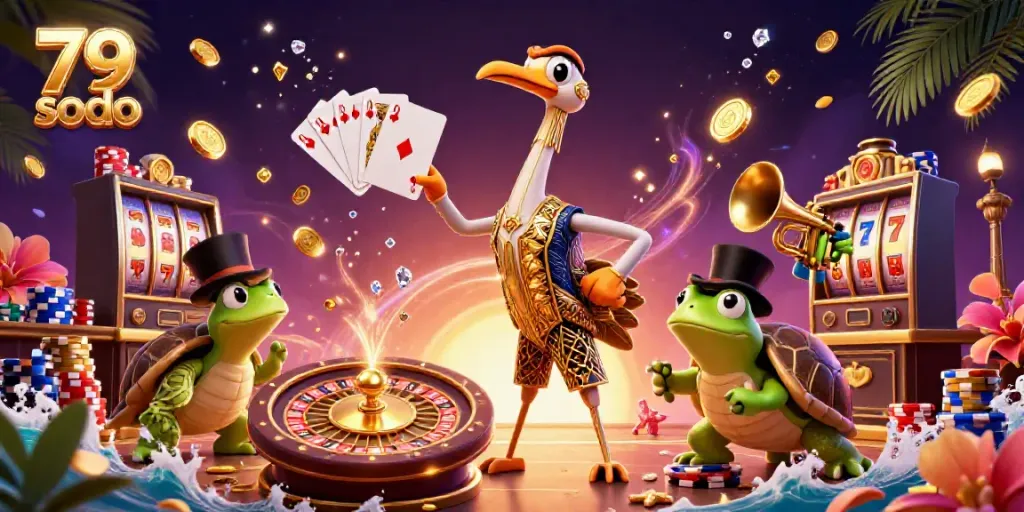 Enjoy exciting gameplay at 79 sodo with this vibrant 3D illustration showcasing dynamic casino elements.