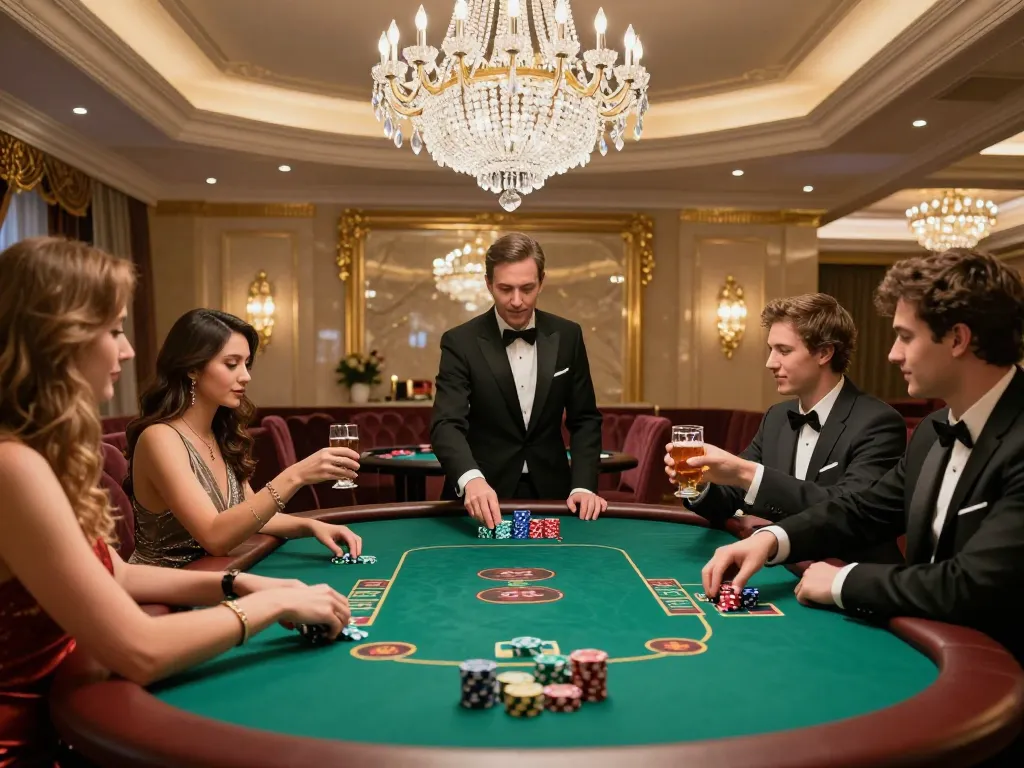 Winning strategies unfold at F8bet's luxury poker table in an exclusive casino.