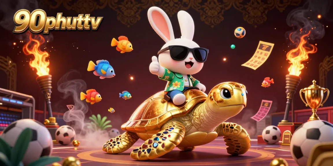 Experience thrilling sports betting with 90phuttv in this vibrant illustration featuring a lucky rabbit.