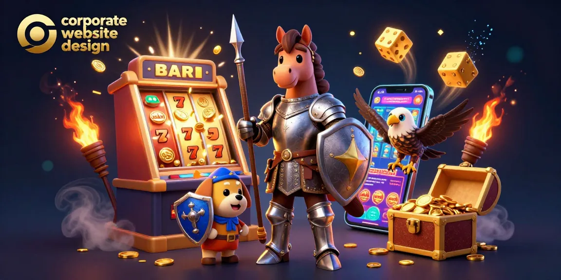 Engage with winning corporate website design showcasing a vibrant casino scene with knights and jackpots.