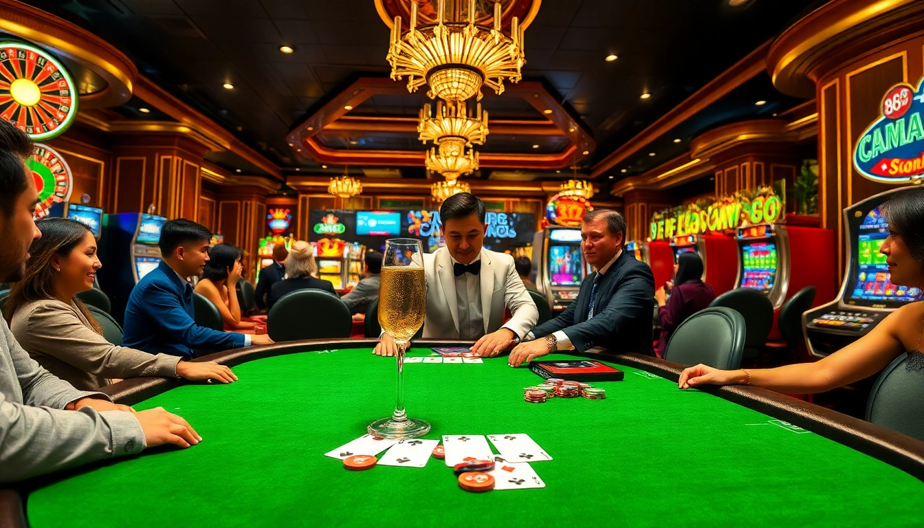 Experience the luxury of CM88 gaming with vibrant poker tables and thrilling roulette wheels.