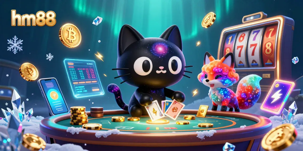 Engage in thrilling gameplay at hm88 with a cosmic casino scene featuring a black hole cat pulling in chips.