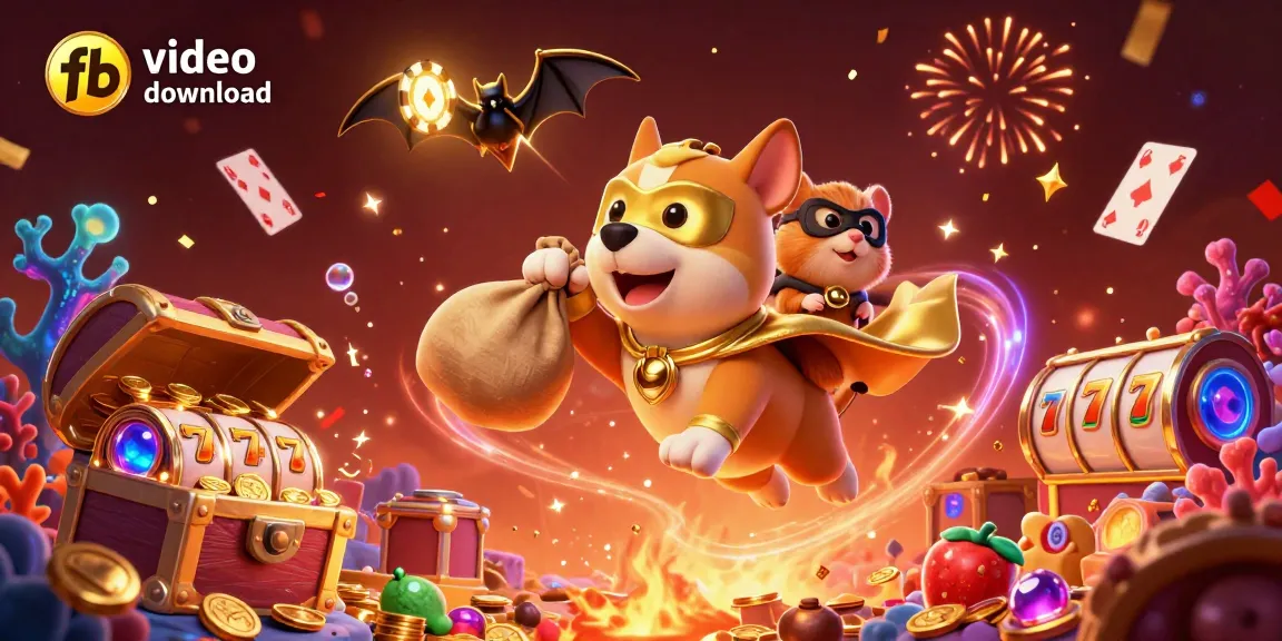 Accelerate your fb video download experience with our fun superhero dog and hamster duo in a vibrant casino scene.