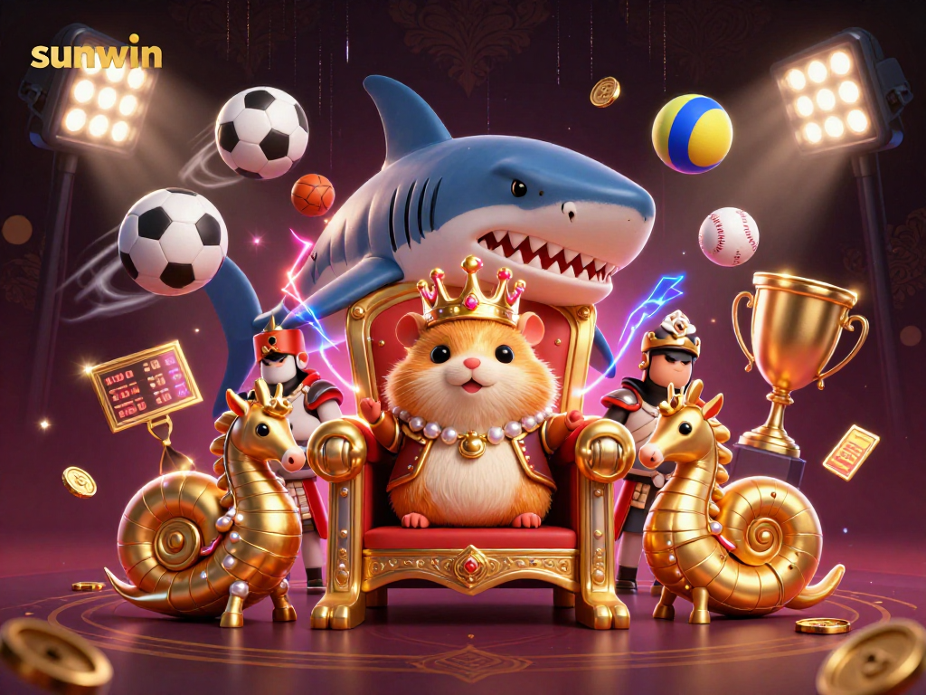 Engage with sunwin’s winning strategy in this dynamic casino illustration featuring a hamster king.
