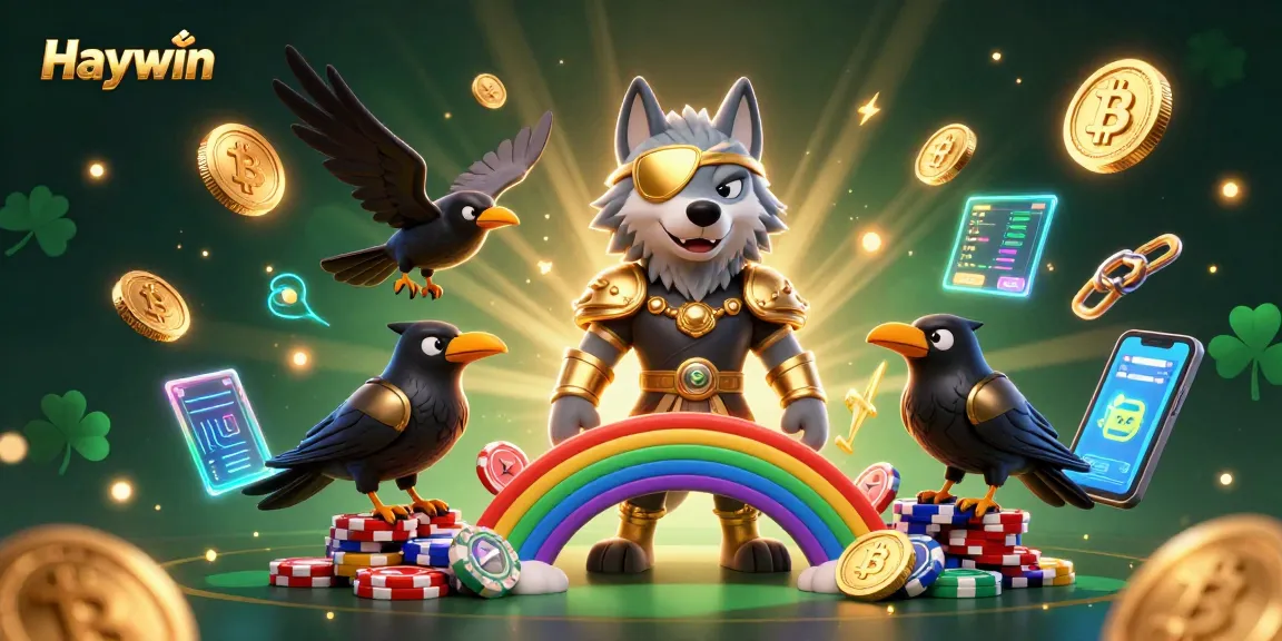 Haywin features an Odin wolf character with glowing runes, surrounded by vibrant casino-themed elements.