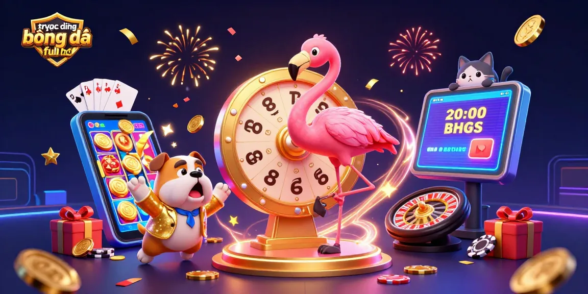 Engage with trực tiếp bóng đá full hd in this vibrant 3D scene showcasing a game show host, bulldog contestant, and cat assistant amidst casino elements.