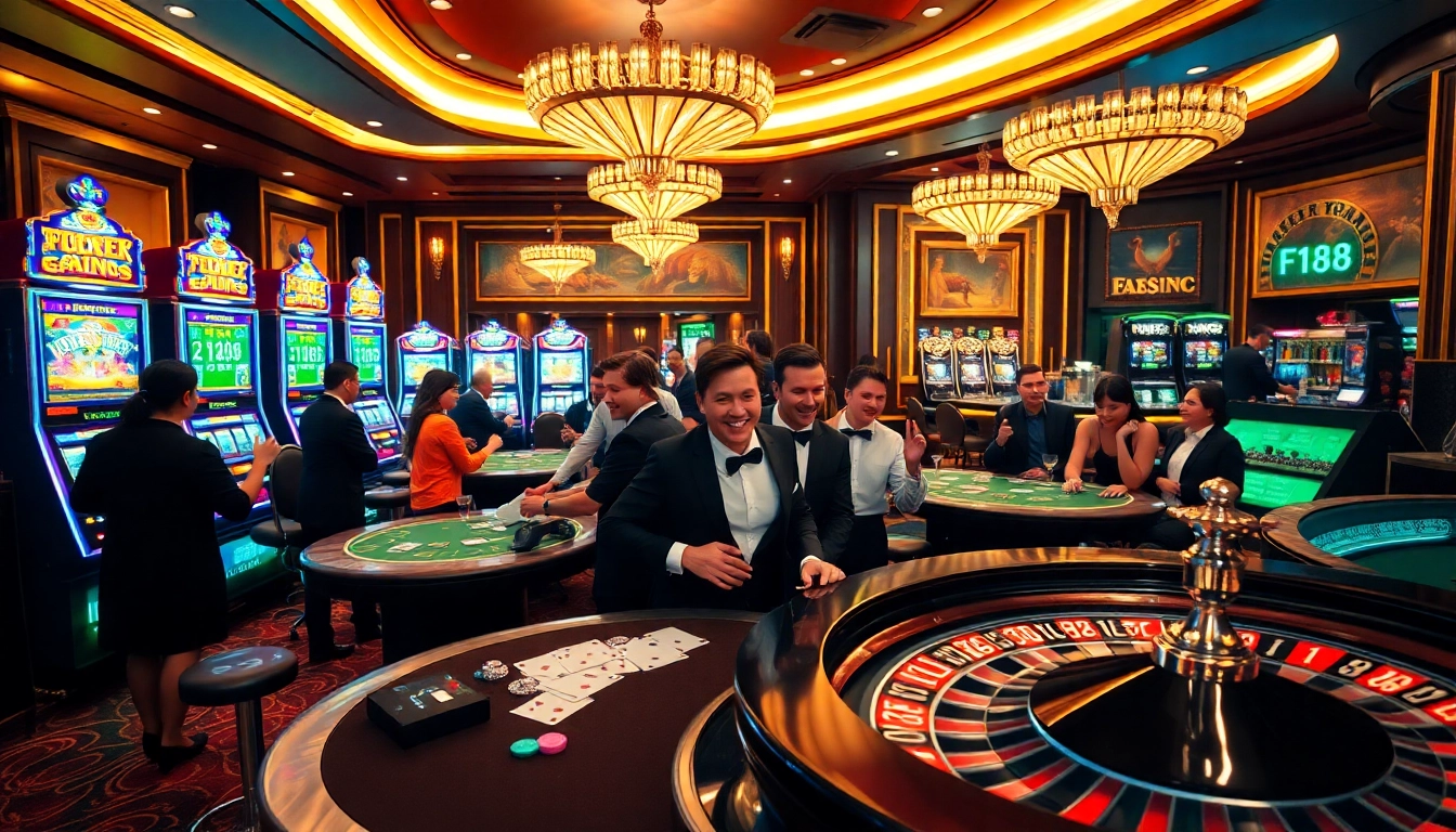 Experience the thrill of F168 Casino with lively games, vibrant slot machines, and an engaging atmosphere.