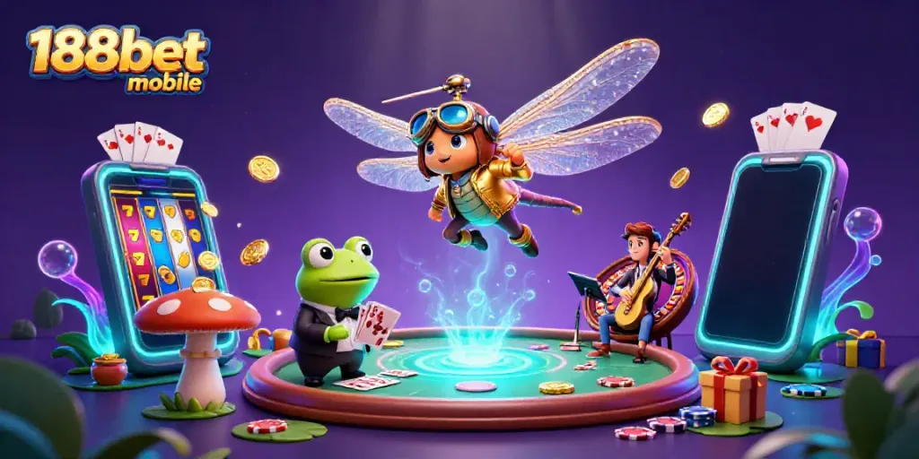 Experience the excitement of 188bet mobile with a vibrant casino scene featuring unique characters and elements.