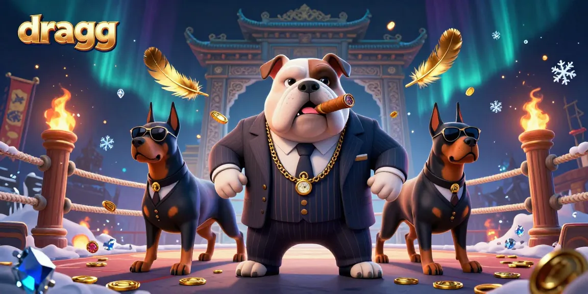 Play slots with dragg's 3D mafia boss bulldog, surrounded by golden coins and atmospheric elements.