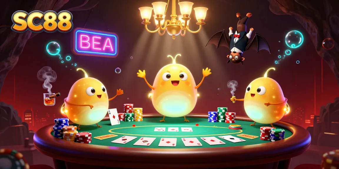 Join the SC88 glowworm casino adventure with poker chips and vibrant gameplay.